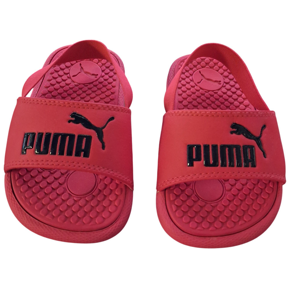 PUMA Kids Cool Cat Slide Sandals Red Black Backstrap Toddler Size 6C New